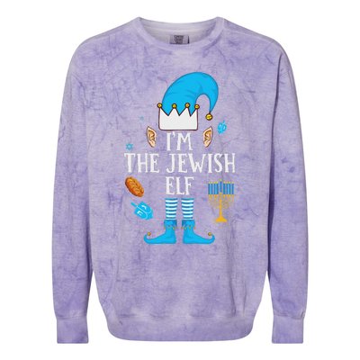 Happy Hanukkah IM The Jewish Elf Family Christmas Pajama Colorblast Crewneck Sweatshirt