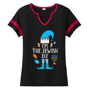 Happy Hanukkah IM The Jewish Elf Family Christmas Pajama Ladies Halftime Notch Neck Tee