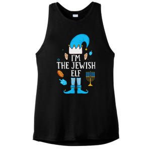 Happy Hanukkah IM The Jewish Elf Family Christmas Pajama Ladies PosiCharge Tri-Blend Wicking Tank