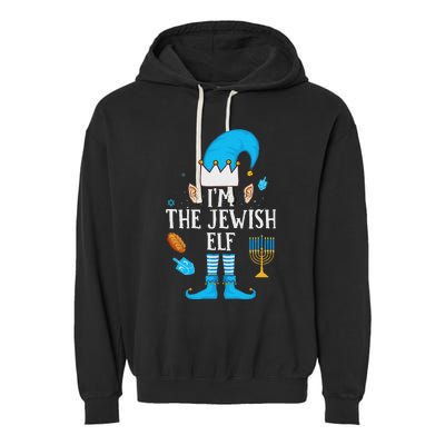 Happy Hanukkah IM The Jewish Elf Family Christmas Pajama Garment-Dyed Fleece Hoodie