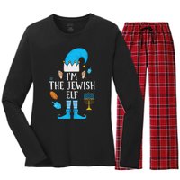 Happy Hanukkah IM The Jewish Elf Family Christmas Pajama Women's Long Sleeve Flannel Pajama Set 