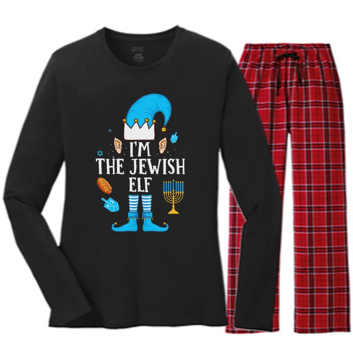 Happy Hanukkah IM The Jewish Elf Family Christmas Pajama Women's Long Sleeve Flannel Pajama Set 