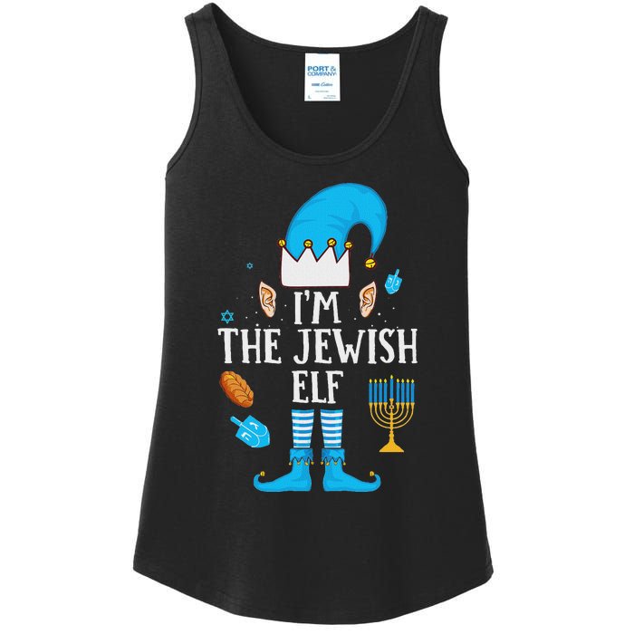 Happy Hanukkah IM The Jewish Elf Family Christmas Pajama Ladies Essential Tank