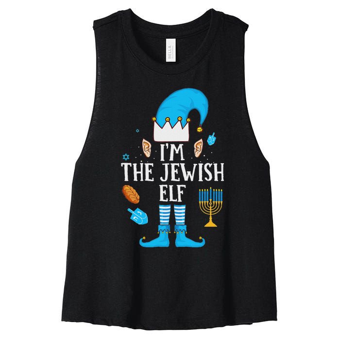 Happy Hanukkah IM The Jewish Elf Family Christmas Pajama Women's Racerback Cropped Tank