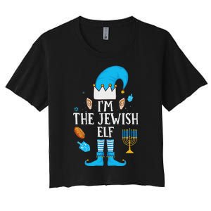 Happy Hanukkah IM The Jewish Elf Family Christmas Pajama Women's Crop Top Tee