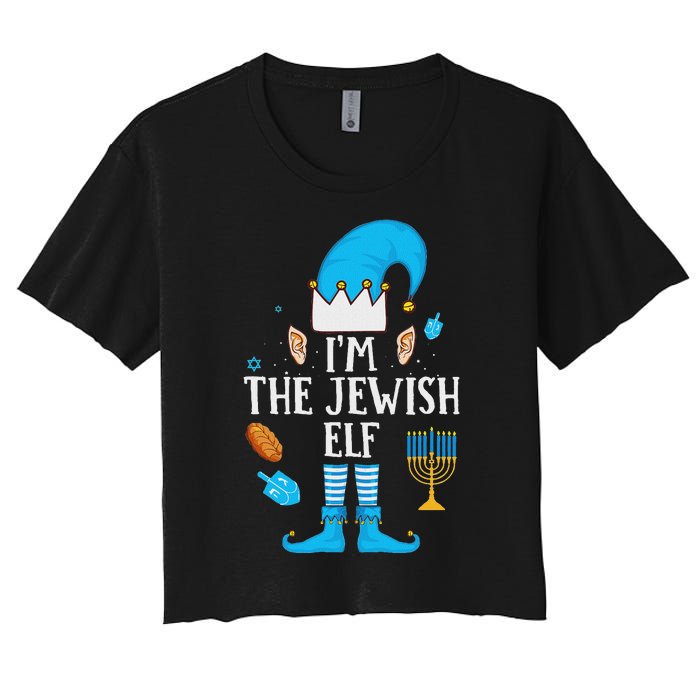 Happy Hanukkah IM The Jewish Elf Family Christmas Pajama Women's Crop Top Tee