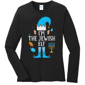 Happy Hanukkah IM The Jewish Elf Family Christmas Pajama Ladies Long Sleeve Shirt