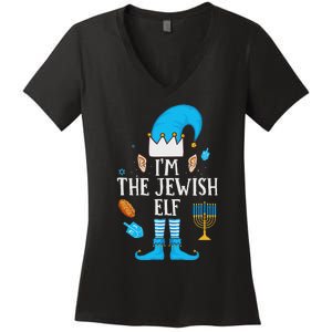 Happy Hanukkah IM The Jewish Elf Family Christmas Pajama Women's V-Neck T-Shirt