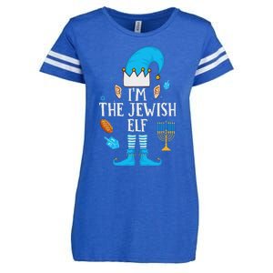 Happy Hanukkah IM The Jewish Elf Family Christmas Pajama Enza Ladies Jersey Football T-Shirt