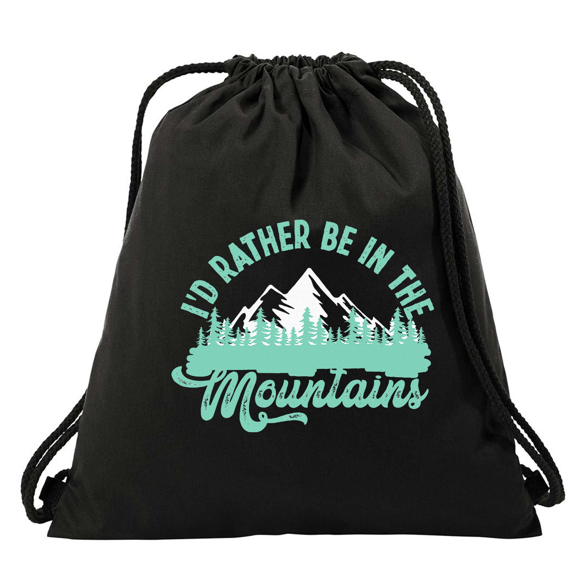 Hiker Hiking ID Rather Be In The Mountains Drawstring Bag