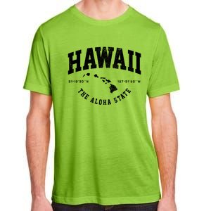 Hawaii Hawaiian Islands Coordinates State Map Souvenir Gift Adult ChromaSoft Performance T-Shirt