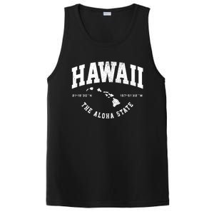 Hawaii Hawaiian Islands Coordinates State Map Souvenir Gift PosiCharge Competitor Tank