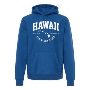 Hawaii Hawaiian Islands Coordinates State Map Souvenir Gift Premium Hoodie