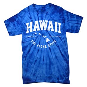 Hawaii Hawaiian Islands Coordinates State Map Souvenir Gift Tie-Dye T-Shirt