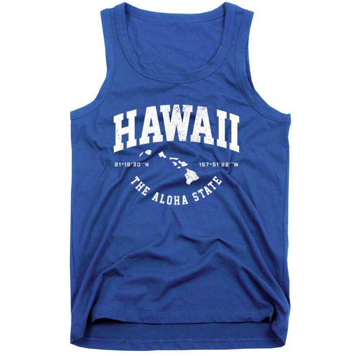 Hawaii Hawaiian Islands Coordinates State Map Souvenir Gift Tank Top