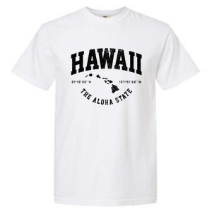 Hawaii Hawaiian Islands Coordinates State Map Souvenir Gift Garment-Dyed Heavyweight T-Shirt