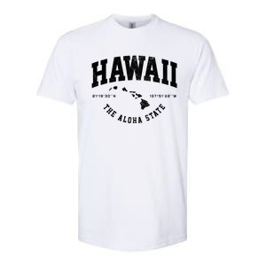 Hawaii Hawaiian Islands Coordinates State Map Souvenir Gift Softstyle CVC T-Shirt