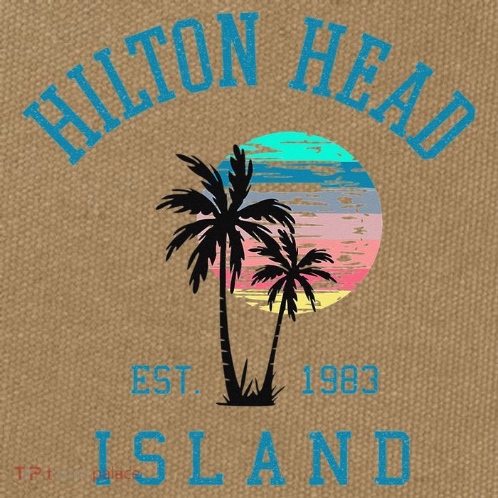 Hilton Head Island South Carolina Beach Palm Trees Summer Cotton Canvas Backpack