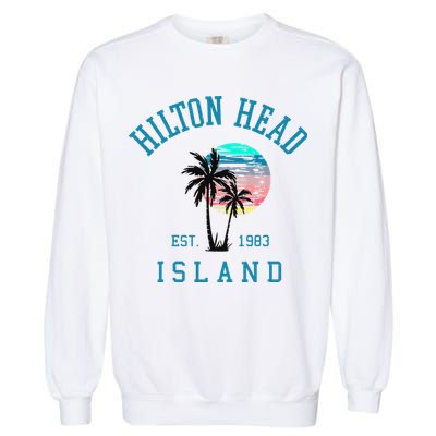 Hilton Head Island South Carolina Beach Palm Trees Summer Garment-Dyed Sweatshirt