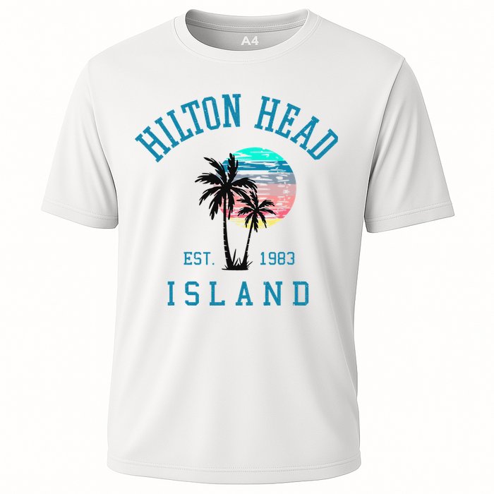 Hilton Head Island South Carolina Beach Palm Trees Summer Cooling Performance Crew T-Shirt
