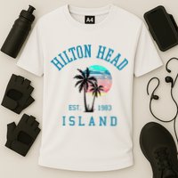 Hilton Head Island South Carolina Beach Palm Trees Summer Cooling Performance Crew T-Shirt