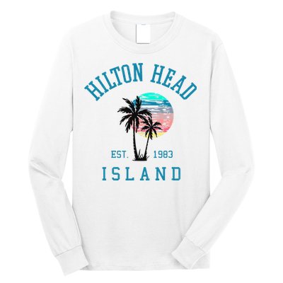 Hilton Head Island South Carolina Beach Palm Trees Summer Long Sleeve Shirt