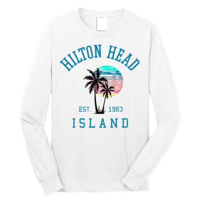 Hilton Head Island South Carolina Beach Palm Trees Summer Long Sleeve Shirt