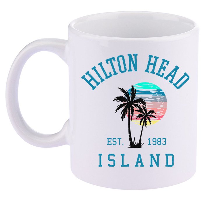 Hilton Head Island South Carolina Beach Palm Trees Summer 11oz C Handle Ceramic Mug