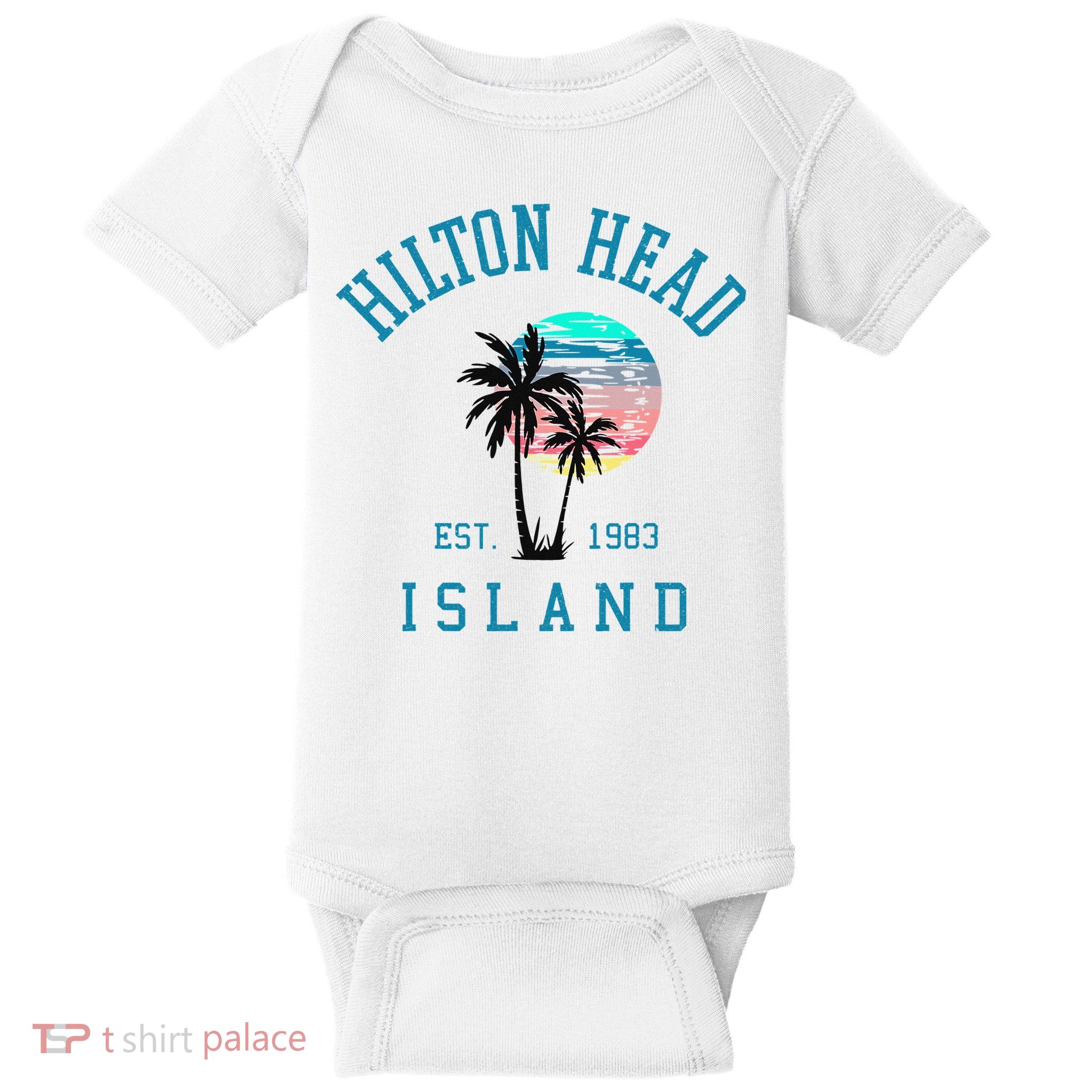 Hilton Head Island South Carolina Beach Palm Trees Summer Baby Bodysuit