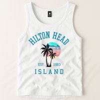 Hilton Head Island South Carolina Beach Palm Trees Summer Tank Top