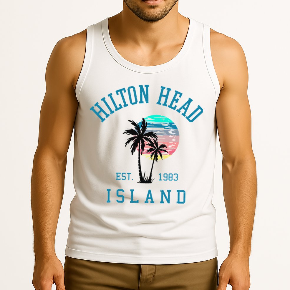 Hilton Head Island South Carolina Beach Palm Trees Summer Tank Top