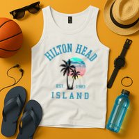 Hilton Head Island South Carolina Beach Palm Trees Summer Tank Top