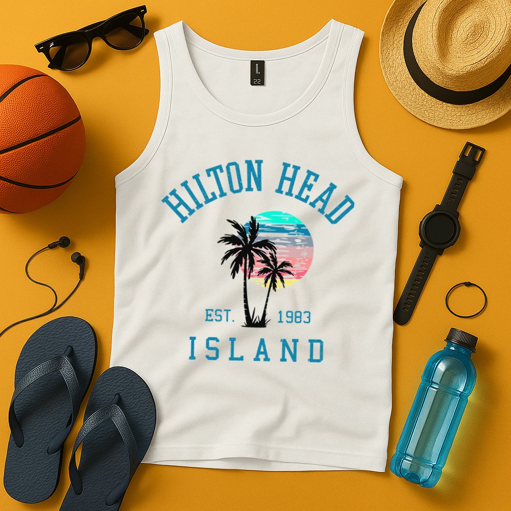 Hilton Head Island South Carolina Beach Palm Trees Summer Tank Top