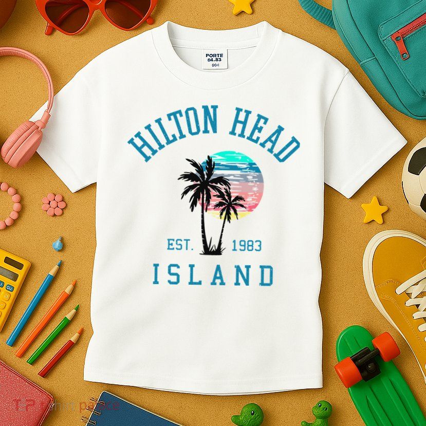 Hilton Head Island South Carolina Beach Palm Trees Summer Kids T-Shirt