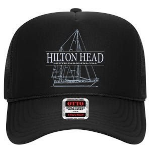 Hilton Head Island South Carolina Sailing High Crown Mesh Back Trucker Hat