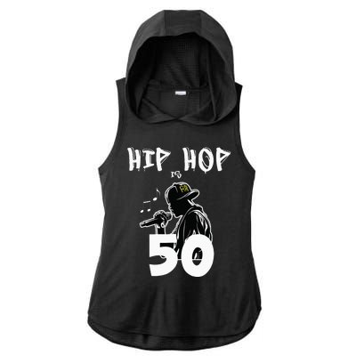 Hip Hop Is 50 50th Anniversary Freestyle Rapper Ladies PosiCharge Tri-Blend Wicking Draft Hoodie Tank