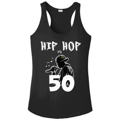 Hip Hop Is 50 50th Anniversary Freestyle Rapper Ladies PosiCharge Competitor Racerback Tank