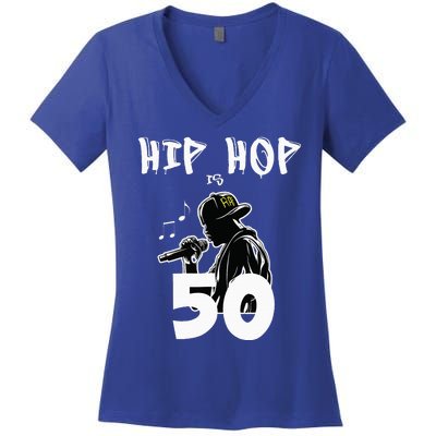 Hip Hop Is 50 50th Anniversary Freestyle Rapper Women's V-Neck T-Shirt