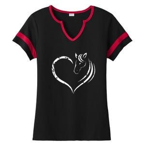 Horse Head Inside Heart Women Ladies Girls Teens Gift Ladies Halftime Notch Neck Tee