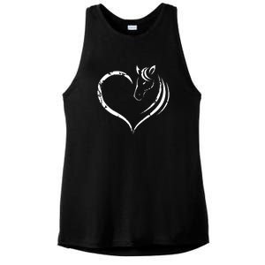 Horse Head Inside Heart Women Ladies Girls Teens Gift Ladies PosiCharge Tri-Blend Wicking Tank