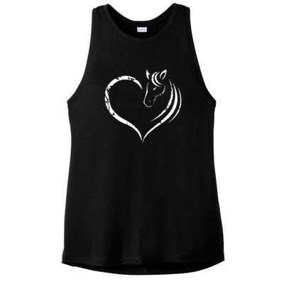 Horse Head Inside Heart Women Ladies Girls Teens Gift Ladies PosiCharge Tri-Blend Wicking Tank