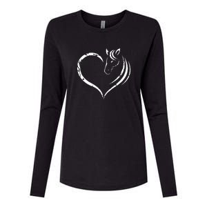 Horse Head Inside Heart Women Ladies Girls Teens Gift Womens Cotton Relaxed Long Sleeve T-Shirt