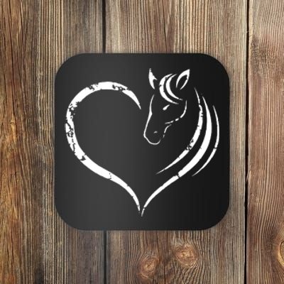 Horse Head Inside Heart Women Ladies Girls Teens Gift Coaster