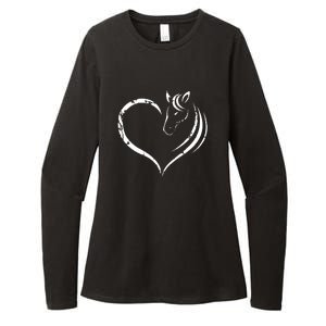 Horse Head Inside Heart Women Ladies Girls Teens Gift Womens CVC Long Sleeve Shirt