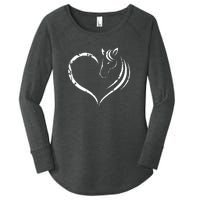 Horse Head Inside Heart Women Ladies Girls Teens Gift Women's Perfect Tri Tunic Long Sleeve Shirt