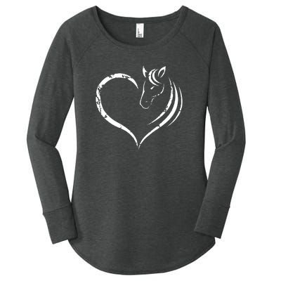 Horse Head Inside Heart Women Ladies Girls Teens Gift Women's Perfect Tri Tunic Long Sleeve Shirt