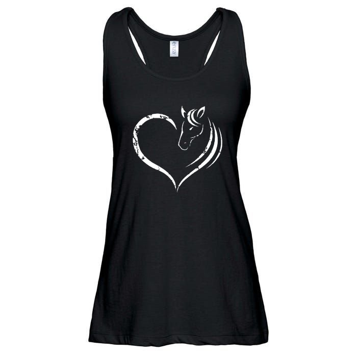 Horse Head Inside Heart Women Ladies Girls Teens Gift Ladies Essential Flowy Tank