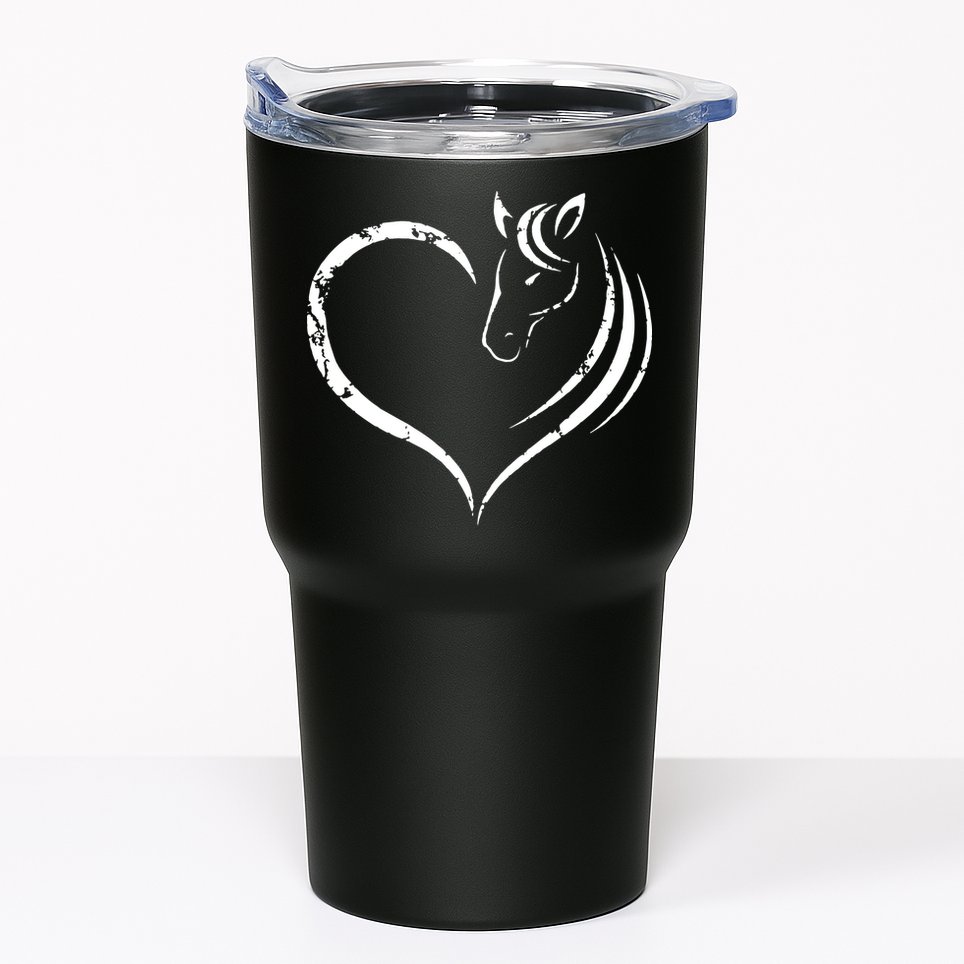 Horse Head Inside Heart Women Ladies Girls Teens Gift Tumbler