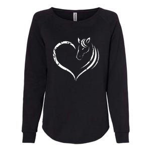 Horse Head Inside Heart Women Ladies Girls Teens Gift Womens California Wash Sweatshirt