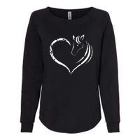 Horse Head Inside Heart Women Ladies Girls Teens Gift Womens California Wash Sweatshirt